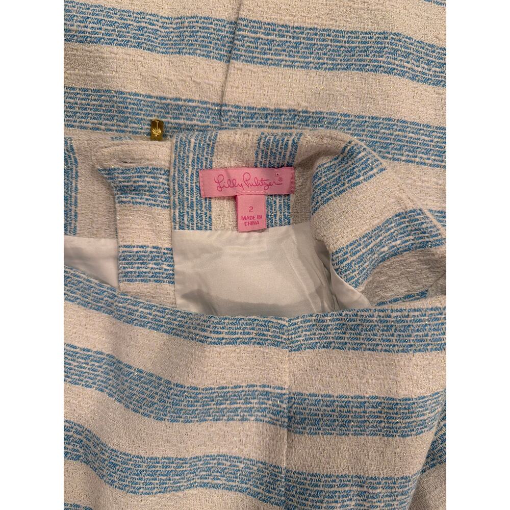 Lilly Pulitzer Blue White and Gold Size 2 Skirt - Picture 4 of 4